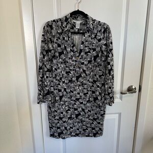 Diane Von Furstenberg Black and White Long Sleeve Dress